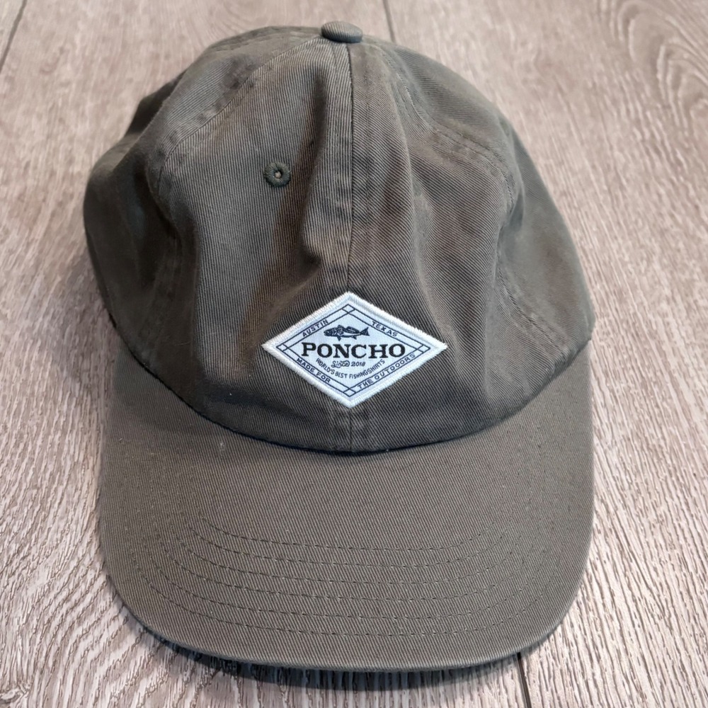 Poncho Outdoors Baseball Hat Mens Olive Green Fishing Texas Dad Cap Outdoors